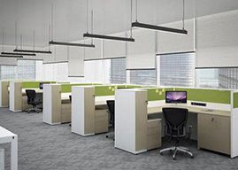 What kind of office furniture is used in high grade office buildings